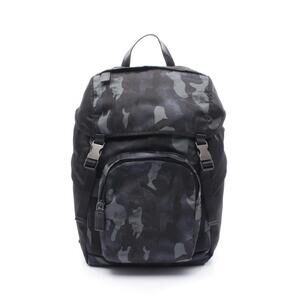 Prada backpack nylon Saffiano leather black Navy Blue